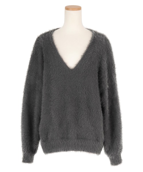 UR'S（ユアーズ）の「ｼｬｷﾞｰVﾈｯｸﾎﾞﾘｭｰﾑｽﾘｰﾌﾞﾆｯﾄ（ニット/セーター
