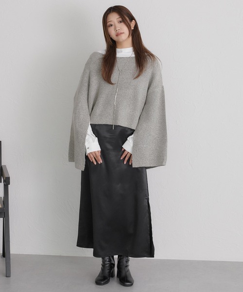 soie by apres jour mignon(ソワバイアプレジュールミニョン)の「【soie by apres jour mignon】袖スリットブークレニットポンチョ【ZOZOTOWN限定アイテム】(ニット/セーター・レディース・レッド/グレー/アイボリー/ブラック・フリー)」の10枚目の写真
