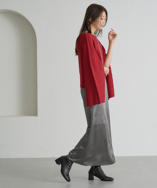 soie by apres jour mignon(ソワバイアプレジュールミニョン)の「【soie by apres jour mignon】袖スリットブークレニットポンチョ【ZOZOTOWN限定アイテム】(ニット/セーター・レディース・レッド/グレー/アイボリー/ブラック・フリー)」の16枚目の写真