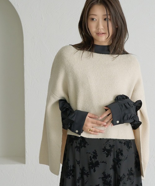 soie by apres jour mignon(ソワバイアプレジュールミニョン)の「【soie by apres jour mignon】袖スリットブークレニットポンチョ【ZOZOTOWN限定アイテム】(ニット/セーター・レディース・レッド/グレー/アイボリー/ブラック・フリー)」の18枚目の写真