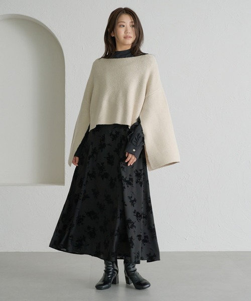soie by apres jour mignon(ソワバイアプレジュールミニョン)の「【soie by apres jour mignon】袖スリットブークレニットポンチョ【ZOZOTOWN限定アイテム】(ニット/セーター・レディース・レッド/グレー/アイボリー/ブラック・フリー)」の21枚目の写真