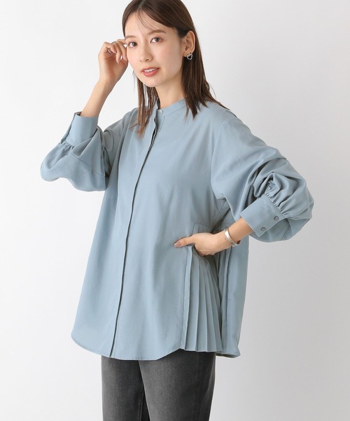 LEPSIM（レプシィム）の「サイドプリーツブラウス　973056（シャツ/ブラウス・レディース・ブルー/オフホワイト/チャコールグレー・FREE）」の2枚目の写真
