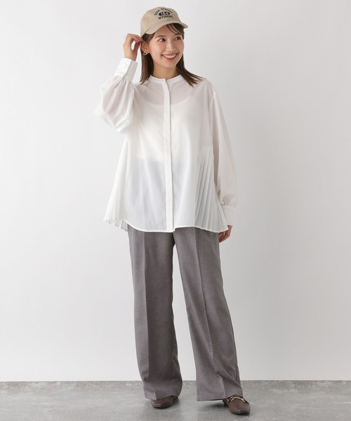 LEPSIM（レプシィム）の「サイドプリーツブラウス　973056（シャツ/ブラウス・レディース・ブルー/オフホワイト/チャコールグレー・FREE）」の5枚目の写真