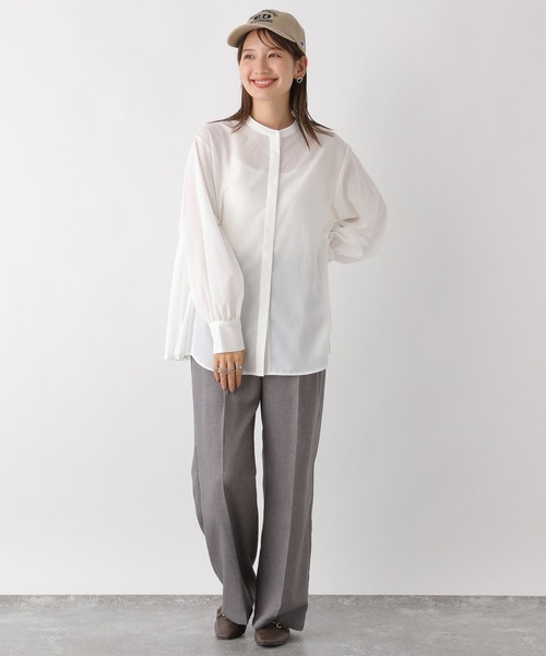 LEPSIM（レプシィム）の「サイドプリーツブラウス　973056（シャツ/ブラウス・レディース・ブルー/オフホワイト/チャコールグレー・FREE）」の6枚目の写真