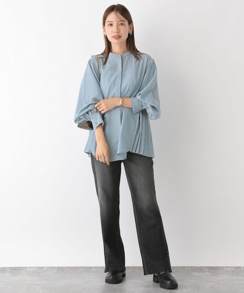 LEPSIM（レプシィム）の「サイドプリーツブラウス　973056（シャツ/ブラウス・レディース・ブルー/オフホワイト/チャコールグレー・FREE）」の14枚目の写真