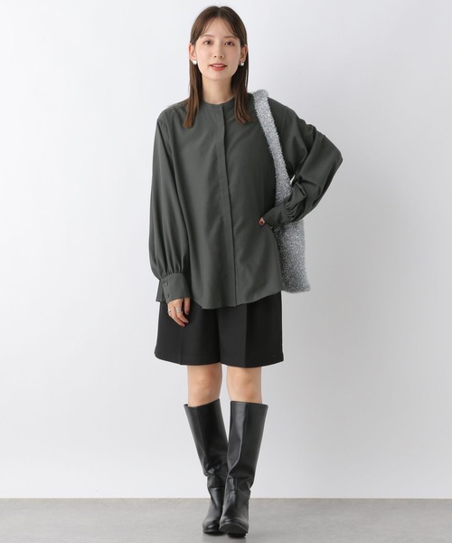 LEPSIM（レプシィム）の「サイドプリーツブラウス　973056（シャツ/ブラウス・レディース・ブルー/オフホワイト/チャコールグレー・FREE）」の9枚目の写真