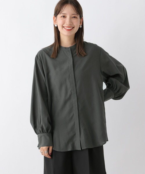 LEPSIM（レプシィム）の「サイドプリーツブラウス　973056（シャツ/ブラウス・レディース・ブルー/オフホワイト/チャコールグレー・FREE）」の7枚目の写真