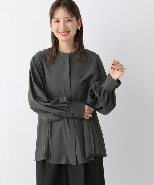 LEPSIM（レプシィム）の「サイドプリーツブラウス　973056（シャツ/ブラウス・レディース・ブルー/オフホワイト/チャコールグレー・FREE）」の8枚目の写真