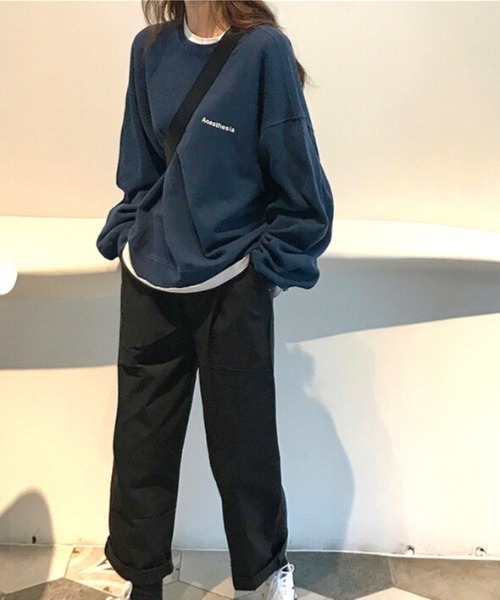 SHEENA(シーナ)の「ミニ裏毛ワンポイントロゴルーズトレーナー(スウェット・レディース・ネイビー/グレー・M)」の12枚目の写真