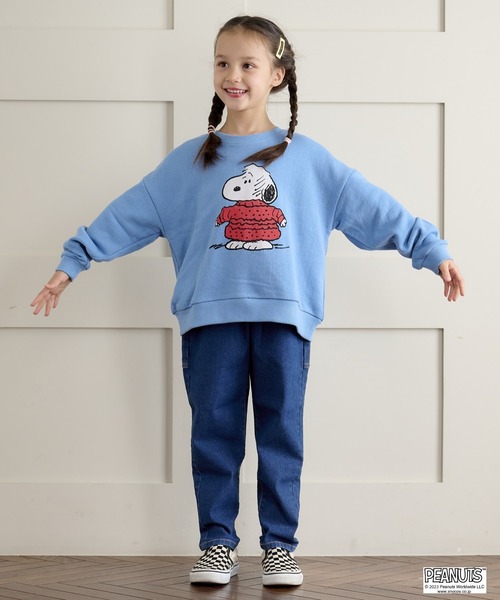 PEANUTS（ピーナッツ）の「【PEANUTS】スヌーピー/ウラケトレーナー（80～150cm）（スウェット・キッズ・オフホワイト/チャコール/ライトブルー/オレンジ・90/80/130/110/150/95/100/120/140）」の13枚目の写真