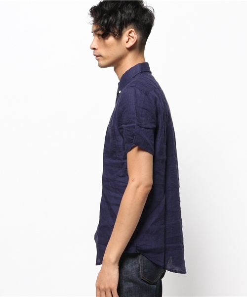 JOURNAL STANDARD relume(ジャーナルスタンダード レリューム)の「S/S リネンボタンダウンシャツ##(シャツ/ブラウス・メンズ・ホワイト/ブラック系その他/ブラックミックス/ネイビー/コバルトブルー/クリアブルー・MEDIUM/LARGE/SMALL)」の13枚目の写真