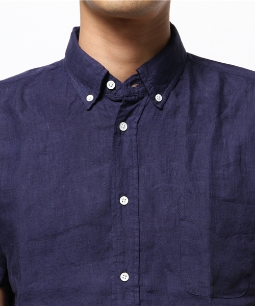 JOURNAL STANDARD relume(ジャーナルスタンダード レリューム)の「S/S リネンボタンダウンシャツ##(シャツ/ブラウス・メンズ・ホワイト/ブラック系その他/ブラックミックス/ネイビー/コバルトブルー/クリアブルー・MEDIUM/LARGE/SMALL)」の15枚目の写真