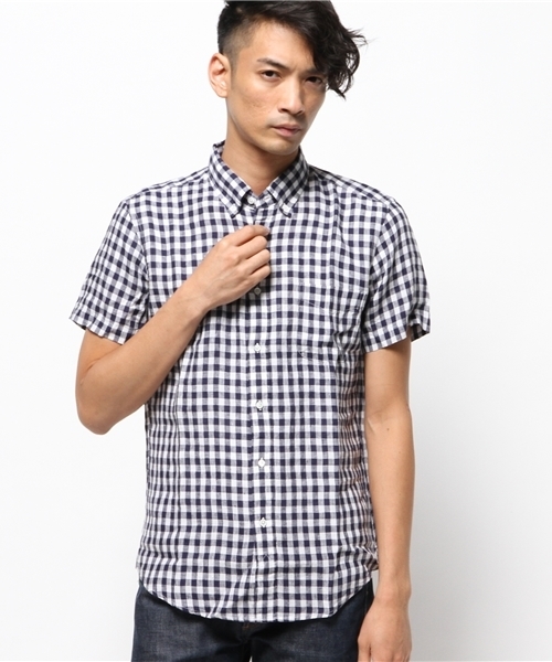 JOURNAL STANDARD relume(ジャーナルスタンダード レリューム)の「S/S リネンボタンダウンシャツ##(シャツ/ブラウス・メンズ・ホワイト/ブラック系その他/ブラックミックス/ネイビー/コバルトブルー/クリアブルー・MEDIUM/LARGE/SMALL)」の20枚目の写真