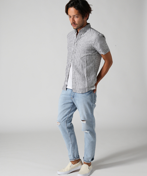 JOURNAL STANDARD relume(ジャーナルスタンダード レリューム)の「S/S リネンボタンダウンシャツ##(シャツ/ブラウス・メンズ・ホワイト/ブラック系その他/ブラックミックス/ネイビー/コバルトブルー/クリアブルー・MEDIUM/LARGE/SMALL)」の22枚目の写真