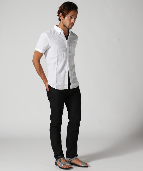 JOURNAL STANDARD relume(ジャーナルスタンダード レリューム)の「S/S リネンボタンダウンシャツ##(シャツ/ブラウス・メンズ・ホワイト/ブラック系その他/ブラックミックス/ネイビー/コバルトブルー/クリアブルー・MEDIUM/LARGE/SMALL)」の17枚目の写真