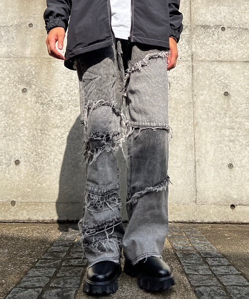 CERCA（チェルカ）の「【BEL】10ozデニム フリンジ切替パンツ(BG/)（デニムパンツ・メンズ・ブラック/ケミカルウォッシュ/インディゴブルー/ブラウン/グレー・X-LARGE/MEDIUM/SMALL/LARGE）」の3枚目の写真