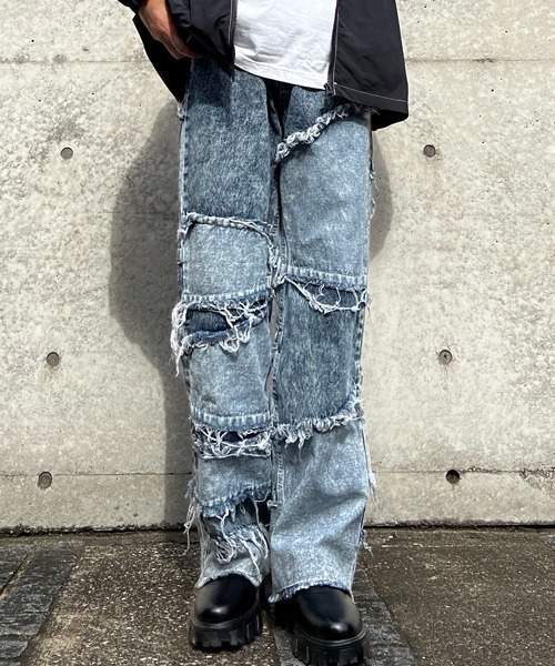 CERCA（チェルカ）の「【BEL】10ozデニム フリンジ切替パンツ(BG/)（デニムパンツ・メンズ・ブラック/ケミカルウォッシュ/インディゴブルー/ブラウン/グレー・X-LARGE/MEDIUM/SMALL/LARGE）」の5枚目の写真