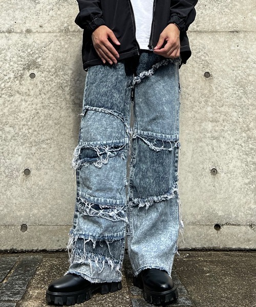 CERCA（チェルカ）の「【BEL】10ozデニム フリンジ切替パンツ(BG/)（デニムパンツ・メンズ・ブラック/ケミカルウォッシュ/インディゴブルー/ブラウン/グレー・X-LARGE/MEDIUM/SMALL/LARGE）」の6枚目の写真