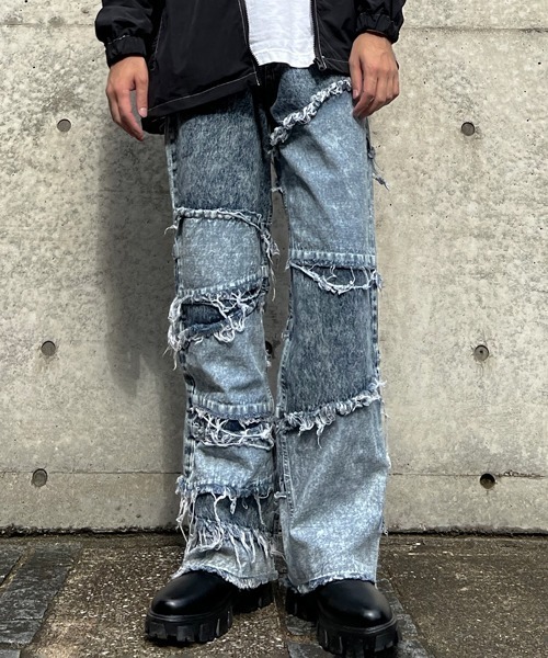 CERCA（チェルカ）の「【BEL】10ozデニム フリンジ切替パンツ(BG/)（デニムパンツ・メンズ・ブラック/ケミカルウォッシュ/インディゴブルー/ブラウン/グレー・X-LARGE/MEDIUM/SMALL/LARGE）」の7枚目の写真