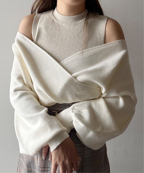 NOMAE（ノーマエ）の「ラメレイヤードカシュクールニット（ニット