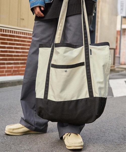 retock's】配色グローサリーバッグ ヴィンテージライクゴールドDカン付