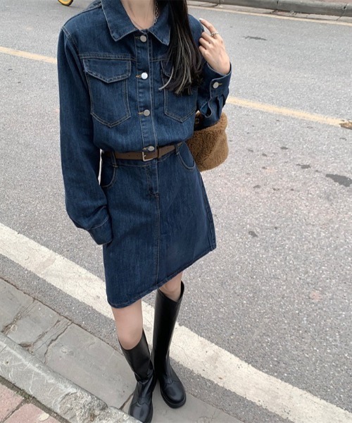 almo（アルモ）の「【LAMPOON】デニムワンピース（ワンピース・レディース・ブルー・LARGE/MEDIUM）」の3枚目の写真