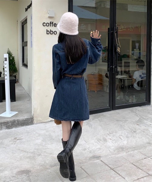almo（アルモ）の「【LAMPOON】デニムワンピース（ワンピース・レディース・ブルー・LARGE/MEDIUM）」の4枚目の写真