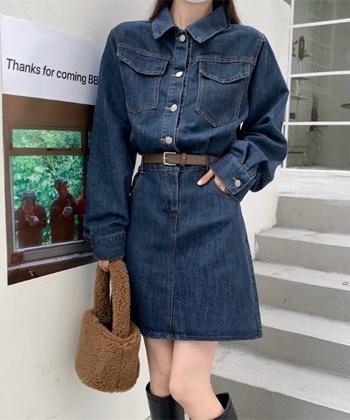 almo（アルモ）の「【LAMPOON】デニムワンピース（ワンピース・レディース・ブルー・LARGE/MEDIUM）」の6枚目の写真