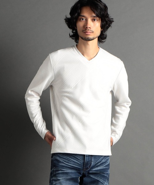 HIDEAWAYS NICOLE（ハイダウェイニコル）の「ブリスターチェックＪＱＶネックプルオーバー（Tシャツ/カットソー・メンズ・ブラック×ホワイト/ホワイト×ライトグレー/ホワイト×ブラック/ボルドー・LARGE/MEDIUM/X-LARGE）」の3枚目の写真