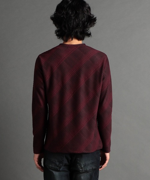 HIDEAWAYS NICOLE（ハイダウェイニコル）の「ブリスターチェックＪＱＶネックプルオーバー（Tシャツ/カットソー・メンズ・ブラック×ホワイト/ホワイト×ライトグレー/ホワイト×ブラック/ボルドー・LARGE/MEDIUM/X-LARGE）」の8枚目の写真