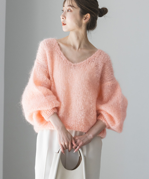 Noble（ノーブル）の「《追加》【AMERICAN DREAMS】Vネックニット（ニット/セーター・レディース・ピンク/ホワイト/ライトグレー/パープル/チャコールグレー・SMALL）」の14枚目の写真