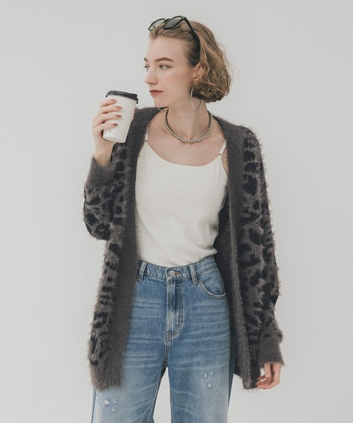coca（coca）（コカ）の「シャギーレオパードカーディガン（カーディガン/ボレロ・レディース・チャコール/アイボリー・ONE SIZE）」の4枚目の写真