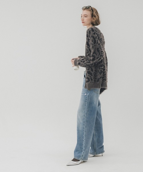 coca（coca）（コカ）の「シャギーレオパードカーディガン（カーディガン/ボレロ・レディース・チャコール/アイボリー・ONE SIZE）」の5枚目の写真