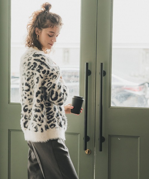 coca（coca）（コカ）の「シャギーレオパードカーディガン（カーディガン/ボレロ・レディース・チャコール/アイボリー・ONE SIZE）」の9枚目の写真