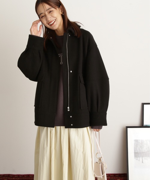 N.（N. Natural Beauty Basic）（エヌエヌナチュラルビューティーベーシック）の「◆ライトテックメルトンステンカラーコート（ステンカラーコート・レディース・ベージュ/ブラック・SMALL/MEDIUM）」の8枚目の写真