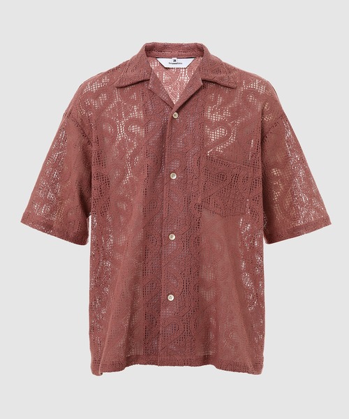 SASQUATCHfabrix.(サスクワァッチファブリックス)の「“LOVE & PEACE” LACE OC H/S SHIRT(シャツ/ブラウス・メンズ・ローズ/イエロー系その他・L/M)」の1枚目の写真
