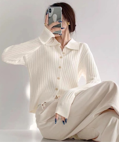 MAISON DE THERESE（メゾン ド テレーズ）の「ボタン付きカーディガン（カーディガン/ボレロ・レディース・モカ/グレー/アイボリー/ブラック・FREE）」の3枚目の写真