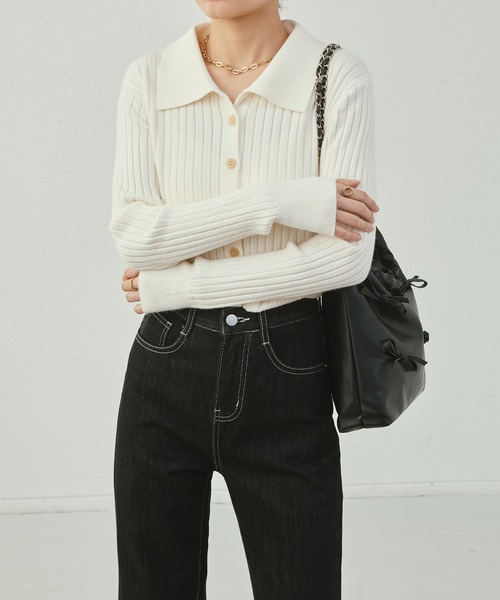 MAISON DE THERESE（メゾン ド テレーズ）の「ボタン付きカーディガン（カーディガン/ボレロ・レディース・モカ/グレー/アイボリー/ブラック・FREE）」の9枚目の写真