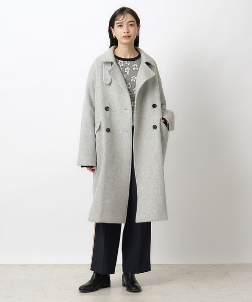 OPAQUE.CLIP(オペークドットクリップ)の「◆≪JAPAN FABRIC≫ 2WAYシャギーウールロングコート(チェスターコート・レディース・グレー/ナチュラル・38/36/40)」の20枚目の写真