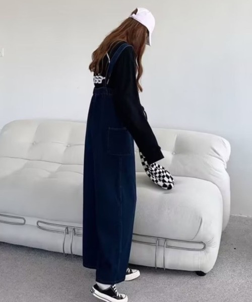 CANVAS+（キャンバスプラス）の「【CANVAS+】ハイウエストデニムワイドサロペットパンツ（サロペット/オーバーオール）」 - WEAR