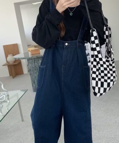 CANVAS+（キャンバスプラス）の「【CANVAS+】ハイウエストデニムワイドサロペットパンツ（サロペット/オーバーオール）」 - WEAR