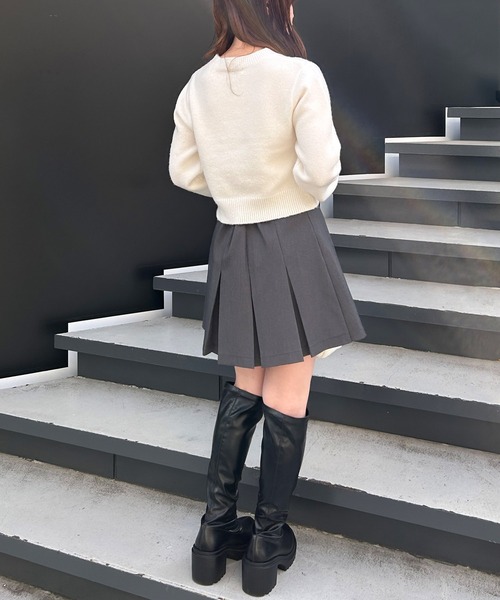 INGNI(イング)の「ショート丈もちもちハートロゴニット(ニット/セーター・レディース・ホワイト×ネイビー/ブラック×ホワイト・M)」の9枚目の写真