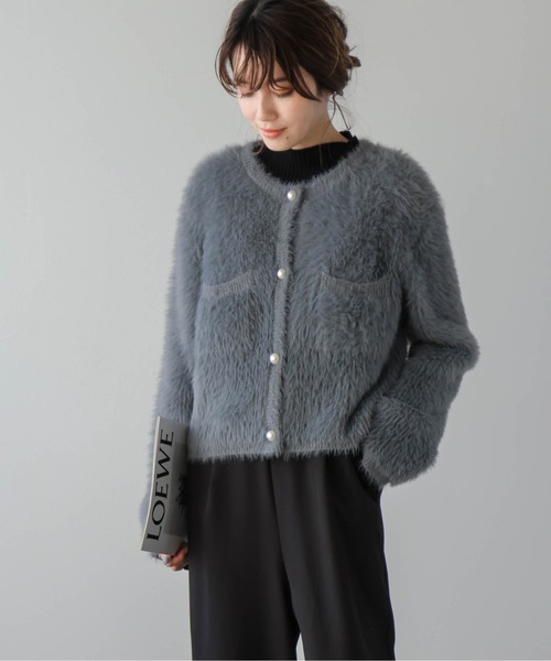 La-gemme（ラジェム）の「シャギーニットカーディガン（カーディガン/ボレロ・レディース・モカ/ブラック/グレー/ブルー/アイボリー・フリー）」の3枚目の写真