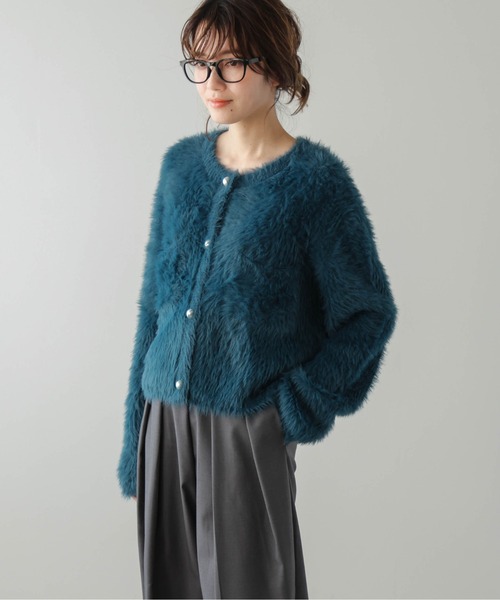 La-gemme（ラジェム）の「シャギーニットカーディガン（カーディガン/ボレロ・レディース・モカ/ブラック/グレー/ブルー/アイボリー・フリー）」の5枚目の写真