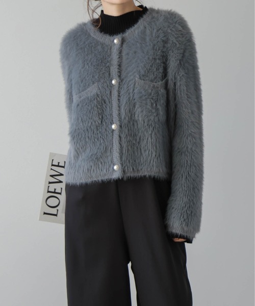 La-gemme（ラジェム）の「シャギーニットカーディガン（カーディガン/ボレロ・レディース・モカ/ブラック/グレー/ブルー/アイボリー・フリー）」の19枚目の写真