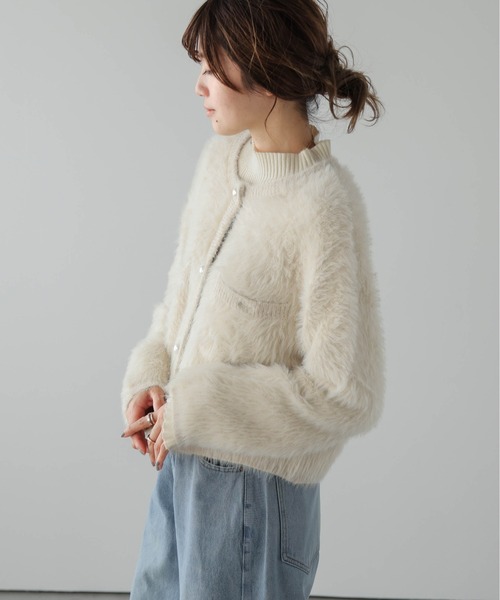 La-gemme（ラジェム）の「シャギーニットカーディガン（カーディガン/ボレロ・レディース・モカ/ブラック/グレー/ブルー/アイボリー・フリー）」の8枚目の写真