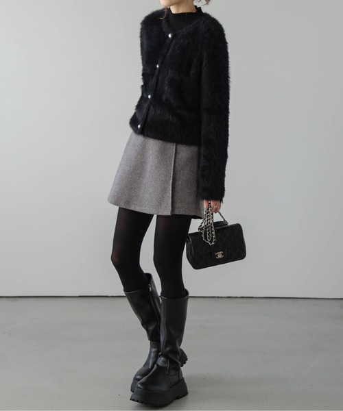 La-gemme（ラジェム）の「シャギーニットカーディガン（カーディガン/ボレロ・レディース・モカ/ブラック/グレー/ブルー/アイボリー・フリー）」の11枚目の写真