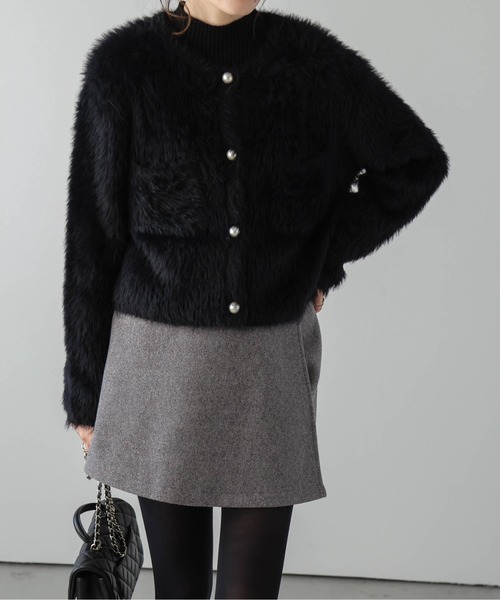 La-gemme（ラジェム）の「シャギーニットカーディガン（カーディガン/ボレロ・レディース・モカ/ブラック/グレー/ブルー/アイボリー・フリー）」の14枚目の写真