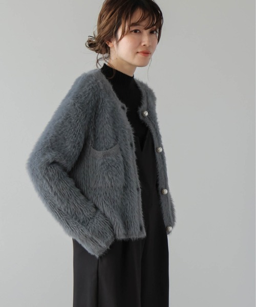 La-gemme（ラジェム）の「シャギーニットカーディガン（カーディガン/ボレロ・レディース・モカ/ブラック/グレー/ブルー/アイボリー・フリー）」の16枚目の写真