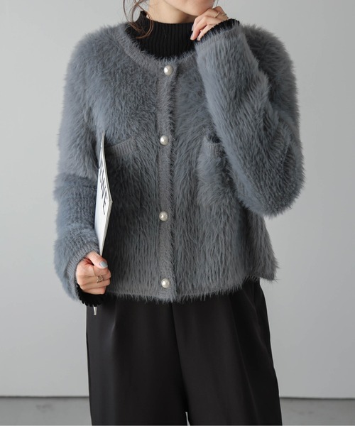 La-gemme（ラジェム）の「シャギーニットカーディガン（カーディガン/ボレロ・レディース・モカ/ブラック/グレー/ブルー/アイボリー・フリー）」の18枚目の写真